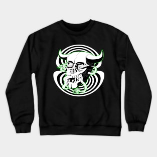 Surreal Demon Skull Neon Green Glow Crewneck Sweatshirt